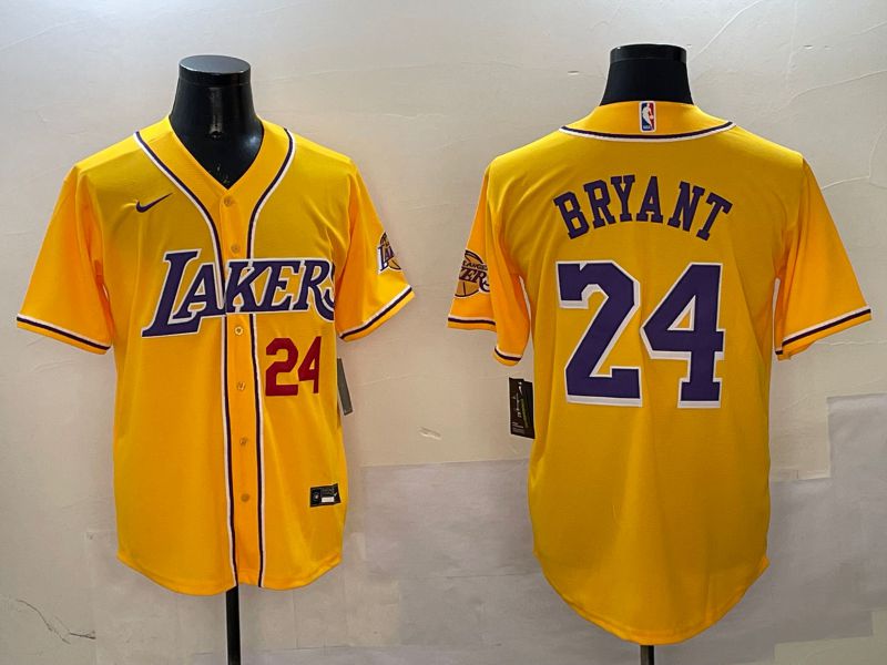 Men Los Angeles Lakers #24 Bryant Yellow Joint Name Nike 2025 NBA Jersey style 6->los angeles lakers->NBA Jersey